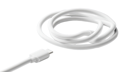 White USB-C charging cable coiled