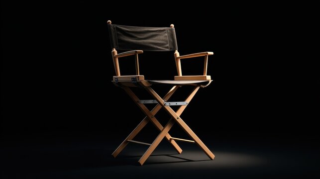 Isolated director chair featured on a black background, showcasing its significance in video production and the cinema industry. The director chair is essential for filmmakers and directors alike