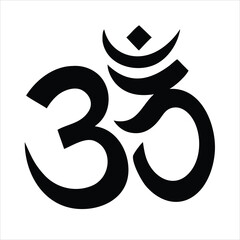 Om Symbol Hindu Religious Vector Icon on White Background


