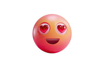 3D rendered smiling face with hearts in eyes.  Smiling emoji
