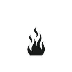Black Fire Flame Silhouette Vector Icon on White Background

