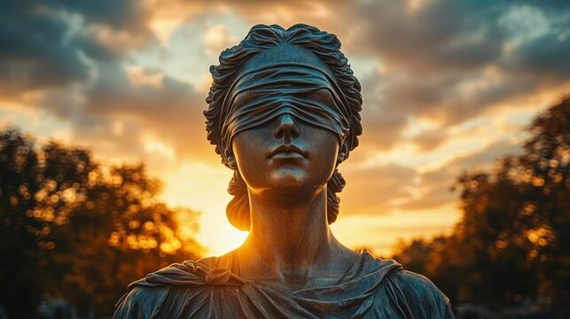 Justice statue at sunset (1)