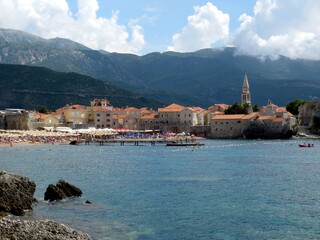 Charming Beaches of Budva in Montenegro With Stunning Mountain Backdrop