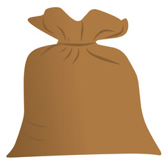 Illustrated vector of a tied brown sack for donation, packaging, agriculture, or storage. Suitable for charity campaigns, food aid, grain packaging, humanitarian relief, and commercial design projects