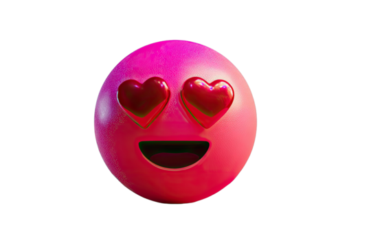 3D pink emoticon with hearts
