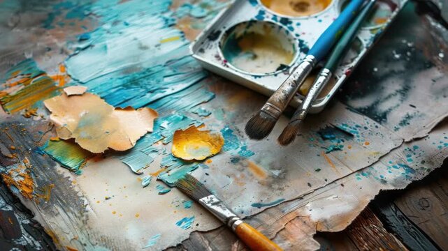 A close-up shot of a paintbrush on a piece of paper, perfect for use in illustrations or design projects