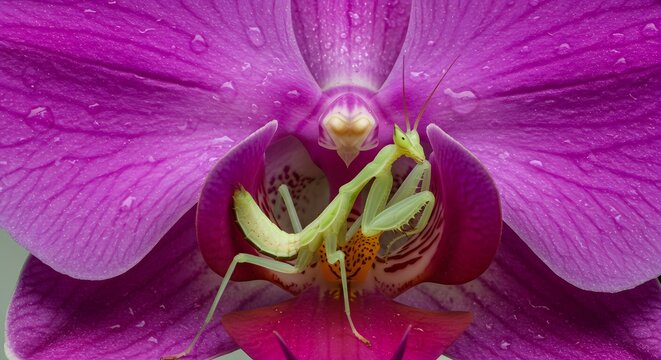 "Foto Macro Mantide Religiosa in Attesa di Prede"