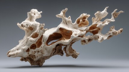 driftwood and bone sculpture with flowing organic biomorphic abstract shapes