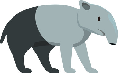 Cartoon tapir walking peacefully in its natural habitat, showcasing its unique black and white coat