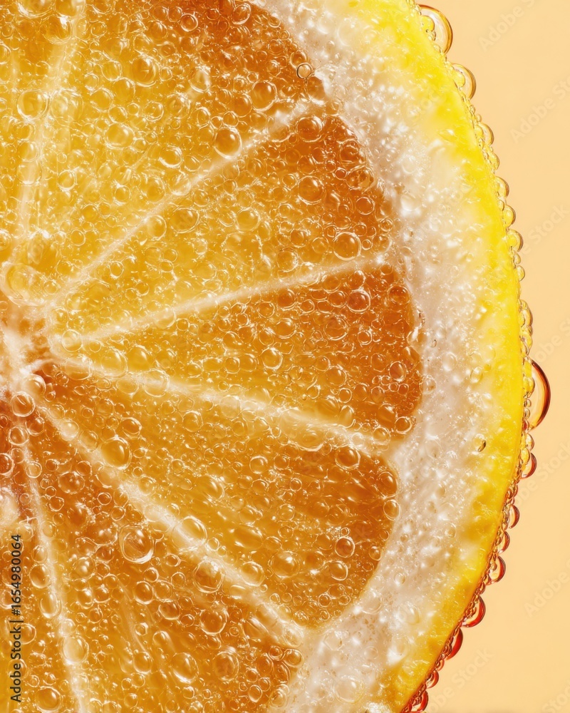 Aufkleber close up of lemon slice submerged in sparkling water creating refreshing visual with vibrant color a