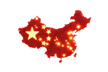China map with glowing points