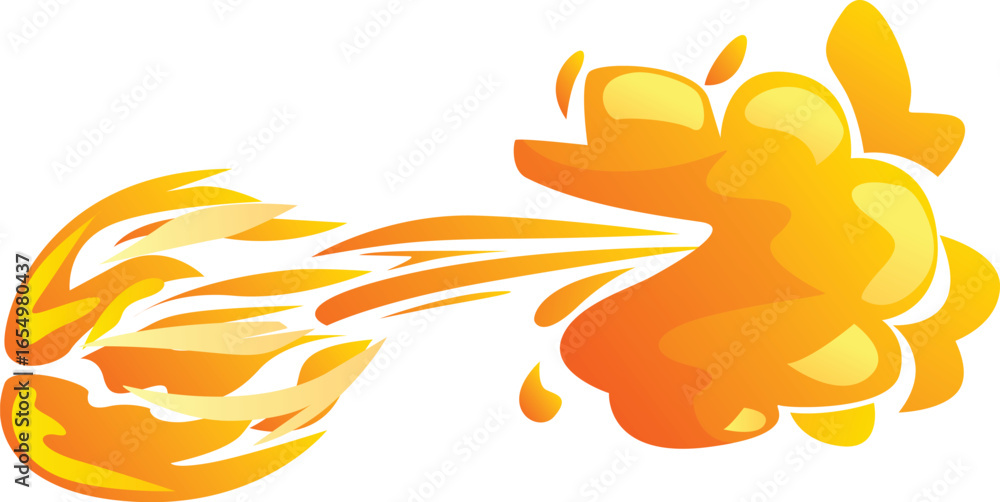 Aufkleber fireball flying and exploding, creating a hot effect with flames and smoke