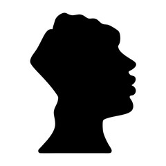 Striking silhouette of an individual in profile with intricate hairstyle details