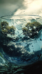 Enchanted Nature in a Bottle – Magical Fantasy Landscape Captured in Glass. water bottle image manipulation