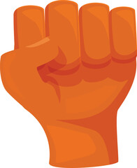Orange raised fist embodies power, solidarity, and defiance, symbolizing resistance, protest, and the fight for rights