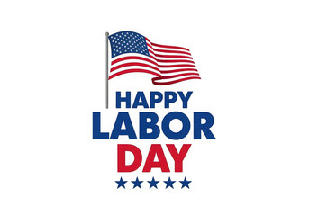 Happy labor day american flag celebration isolated on transparent background