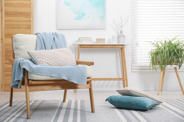 Comfortable armchair in living room. Interior design