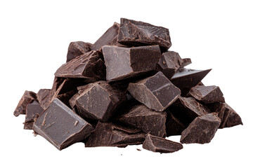 A pile of dark chocolate chunks