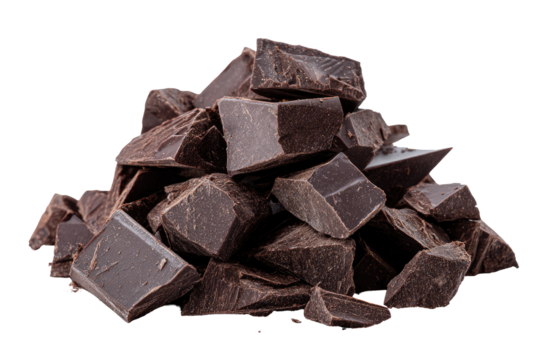 A pile of dark chocolate chunks