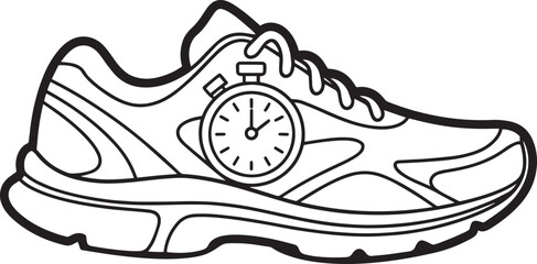 Running Shoe with Stopwatch Vector Illustration Symbolizing Speed and Athletic Performance