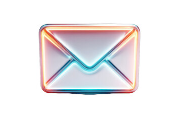 Neon envelope icon on black