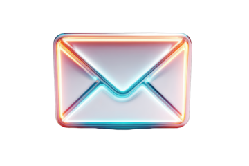 Neon envelope icon on black