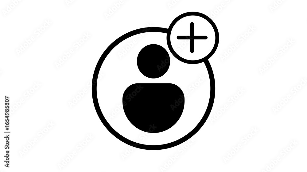 Aufkleber simple outline icon representing a new user profile with a plus sign indicating addition or creation
