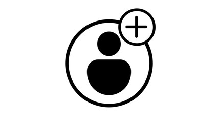 Simple outline icon representing a new user profile with a plus sign indicating addition or creation