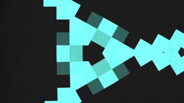 A pixelated face portrayal featuring small squares in varied colors forming the facial features like eyes and mouth, creating a stylized and intriguing visual aesthetic
