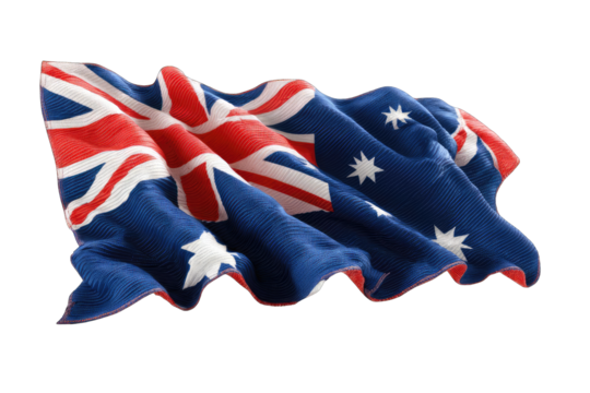 Rippled Australian flag against black background