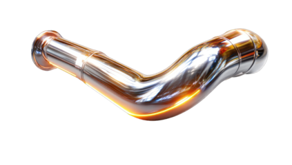 Shiny metallic pipe elbow, isolated on black