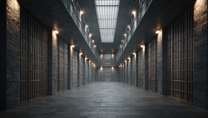 Empty prison cell block