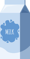 Milk carton with blue splash label, creating a simple yet effective design for dairy product packaging