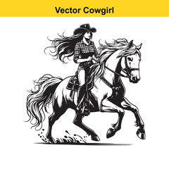 A Cowgirl Vector line art.	
