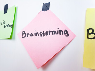 Brainstorming method, text, note, inscription on a white background. Problem solving, business strategy brainstorming, concept idea.