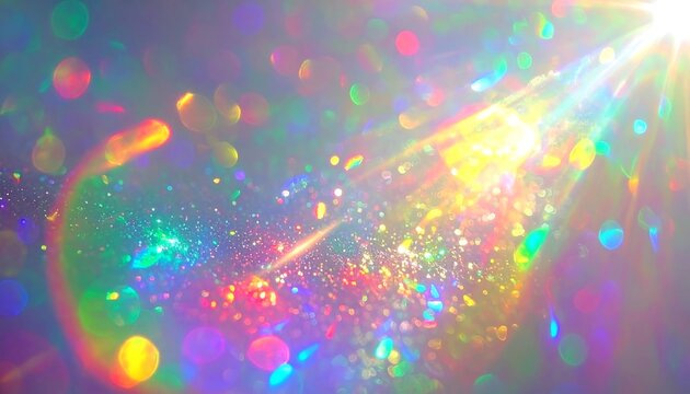 A vibrant display of iridescent light and colorful bokeh, radiating a cheerful and playful mood.