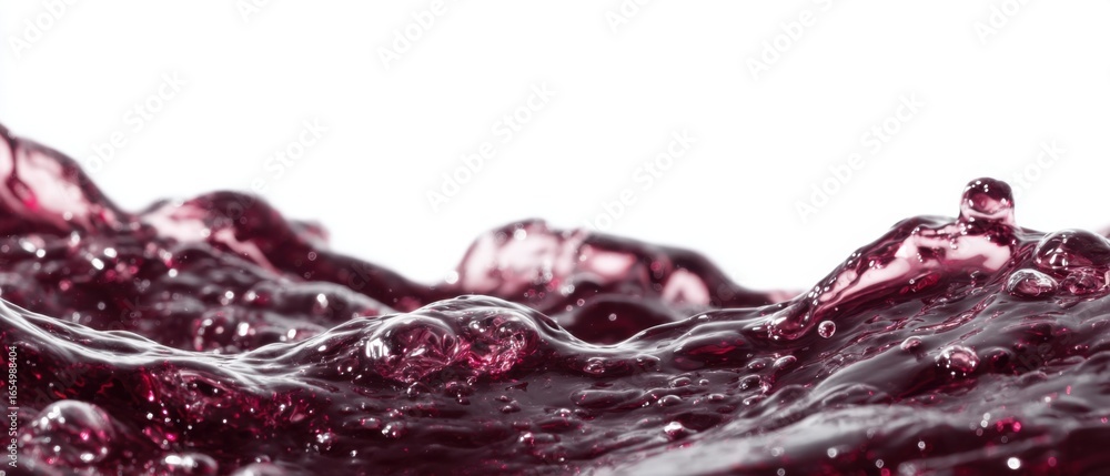 Poster Close-up of Red Wine Splashing with Bubbles on White Background Studio Shot for Advertising and Design Projects