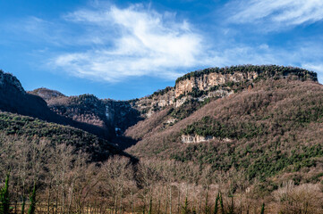 Mountains in autumn with blue sky