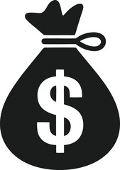 Dollar sign icon on black background representing money and finance