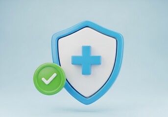 Obraz premium Medical protection concept with shield and check mark icon