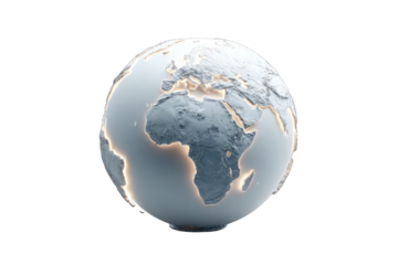A 3D rendering of a stylized Earth globe