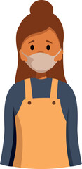 Portrait of a concerned female worker wearing a protective face mask during pandemic, concept of coronavirus and covid 19 protection