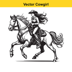A Cowgirl Vector line art.	