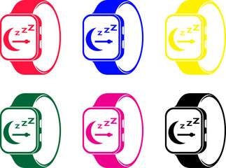 Smartwatch Sleep Quality Icons Set in Various Colors