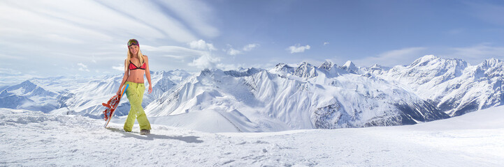 Winter Adventure Wide Banner with Copy Space