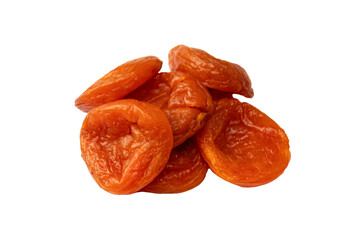 Dried apricots isolated on white background.