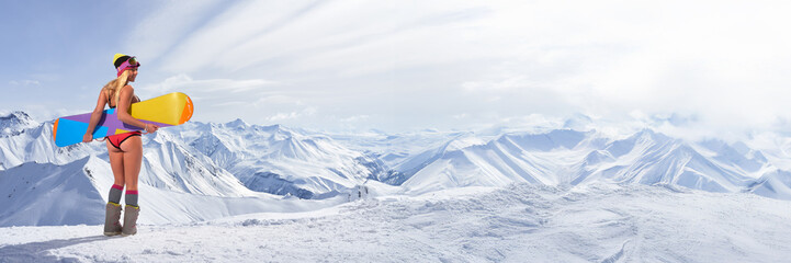 Colorful Snowboarding Adventure Wide Banner
