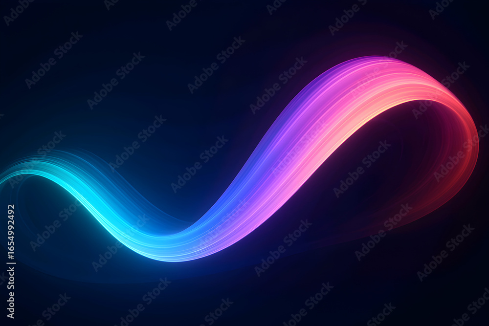Poster abstract background with glowing blue and purple waves flowing in a dynamic pattern