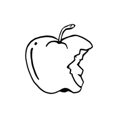 Bitten apple sketch vector line monochrome