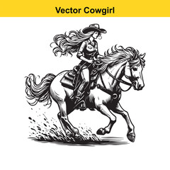 A Cowgirl Vector line art.	